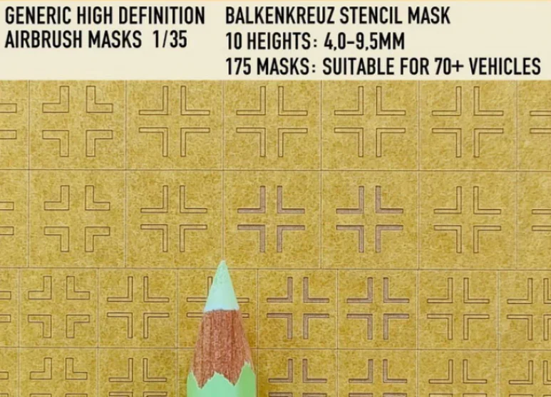 1ManArmy 1/35 German Balkenkreuz Stencil 4,0 to 9,5 Airbrush Paint Masks - Image 3