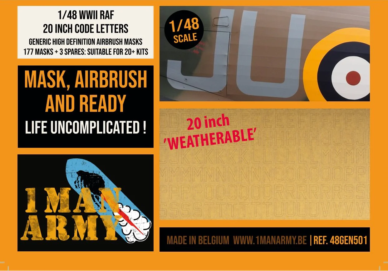 1ManArmy 1/48 RAF CODE LETTERS 20 Inch Generic Set