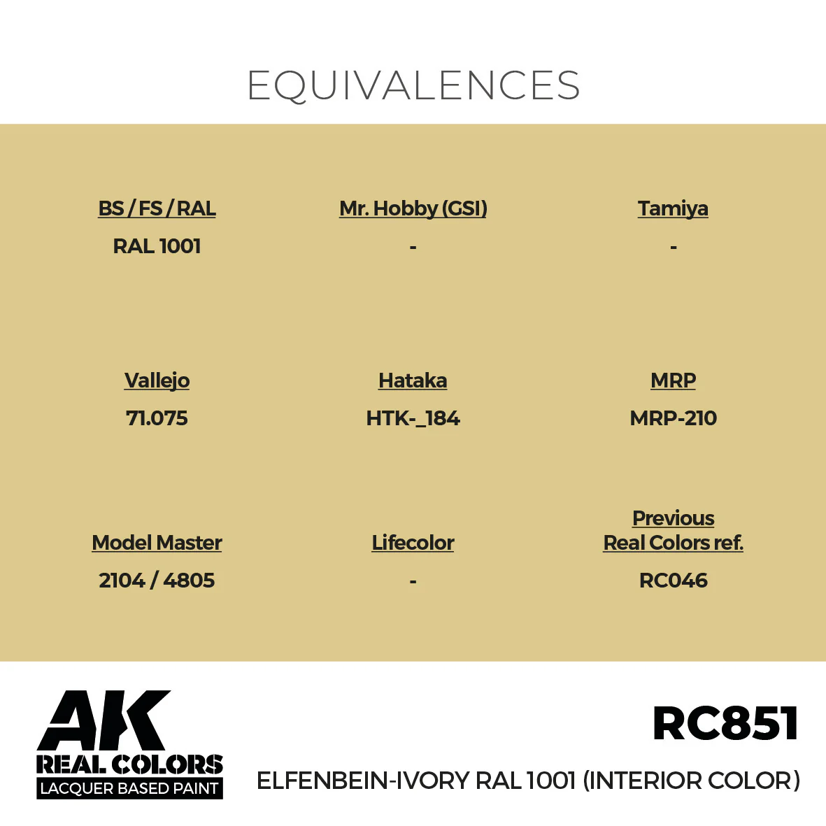 AK Interactive Real Colors Elfenbein-Ivory RAL 1001 (Interior Color) 17 ml. - Image 3