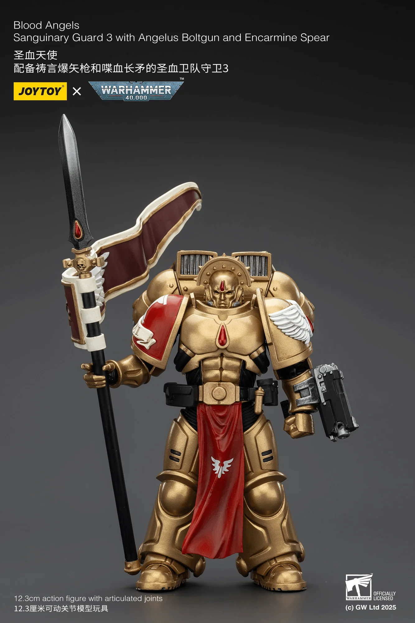Blood Angels Sanguinary Guard 3 with Angelus Boltgun and Encarmine Spear - Image 2