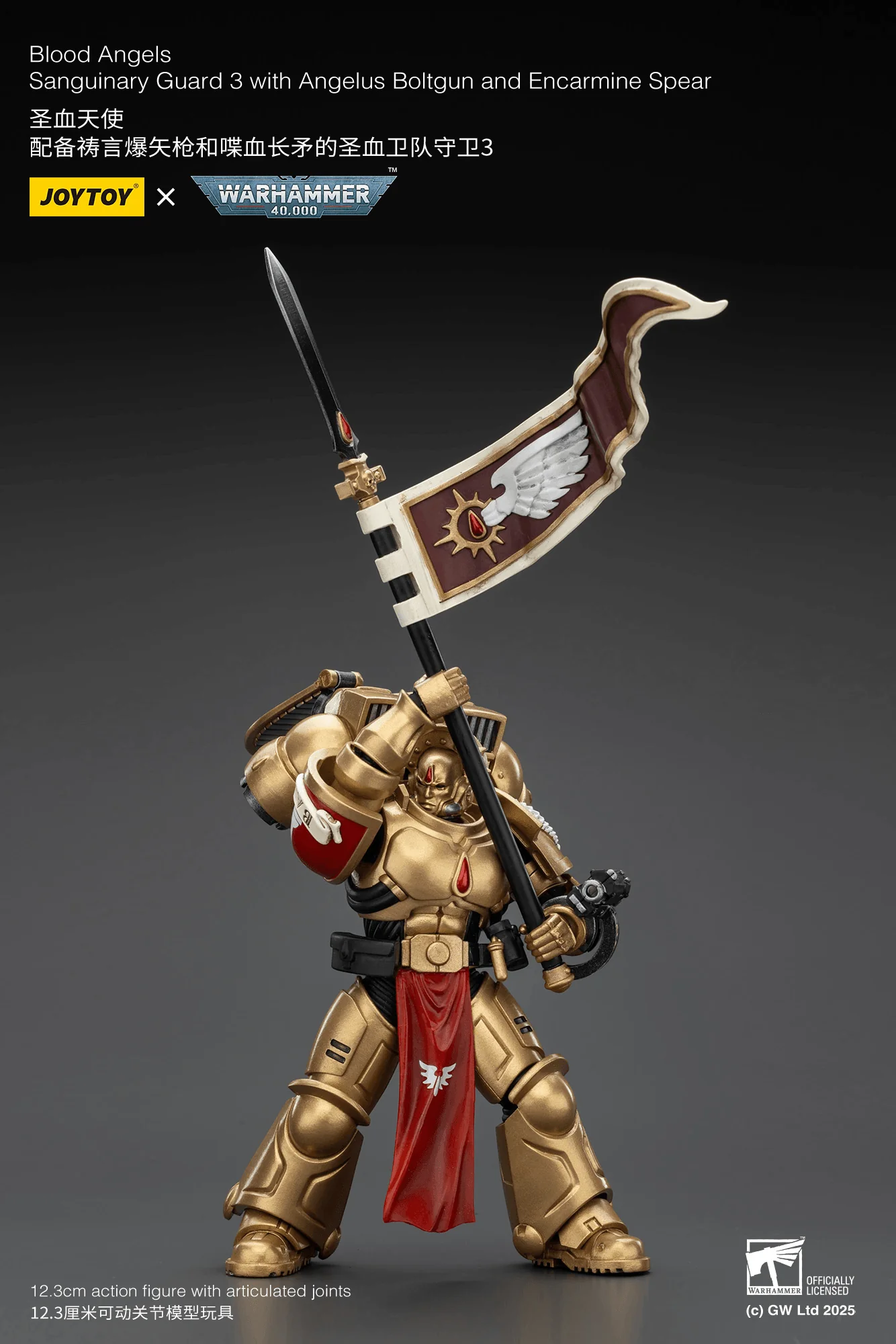 Blood Angels Sanguinary Guard 3 with Angelus Boltgun and Encarmine Spear - Image 3