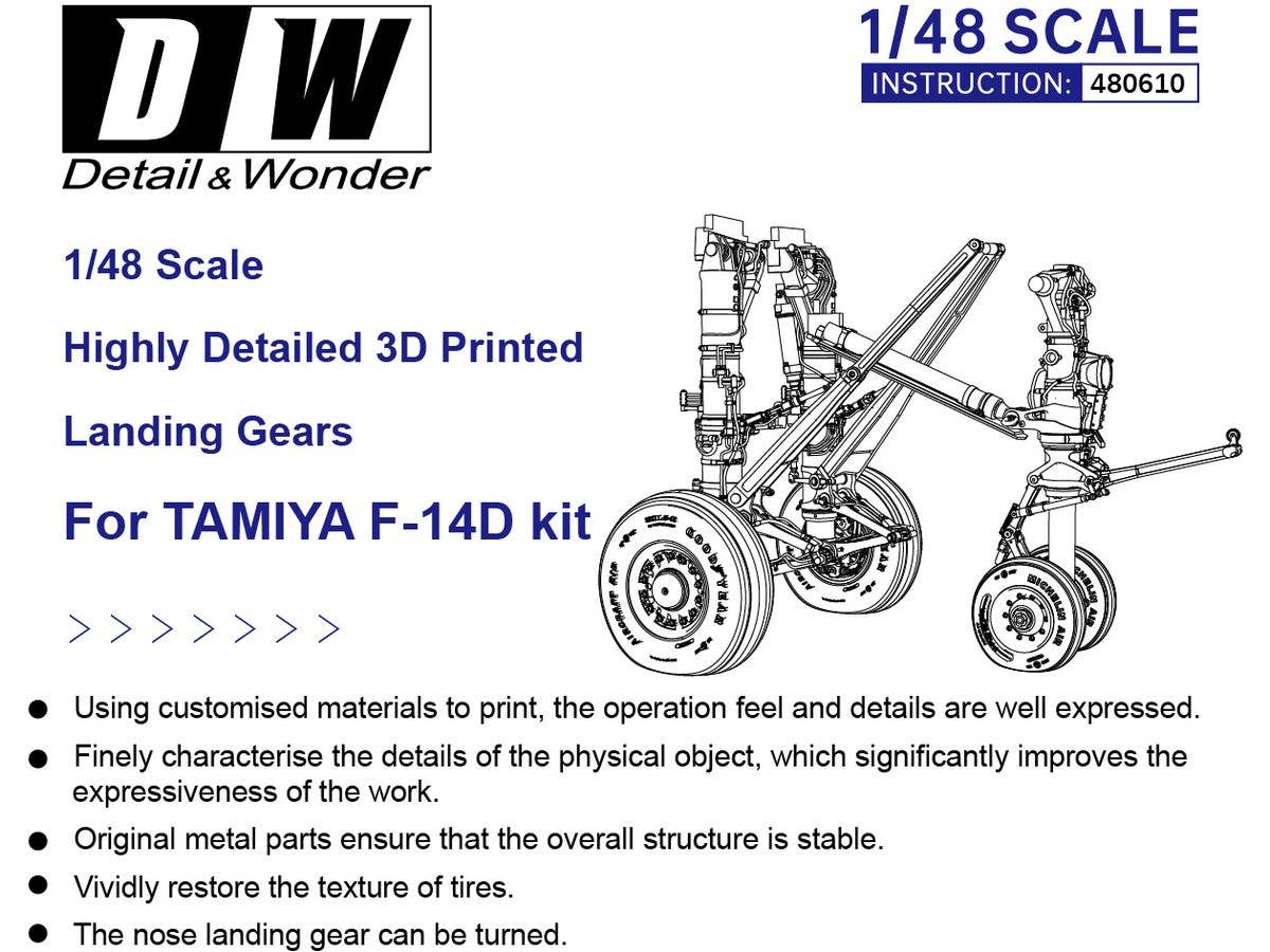 Detail & Wonder Studio 1/48 F-14D Landing Gear for TAMIYA Kit - Image 7