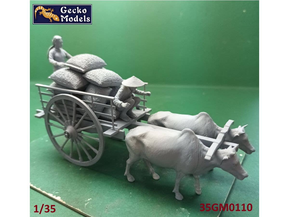 Gecko 1/35 60's - 70's Vietnamese Farmer Cattle Cart Set - Image 3