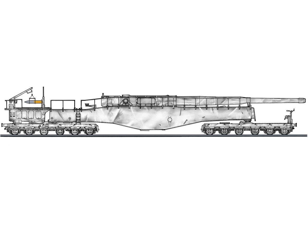 1/72 GERMAN RAILWAY GUN K5(E) LEOPOLD "WINTER CAMOUFLAGE" w/FIGURE - Image 2