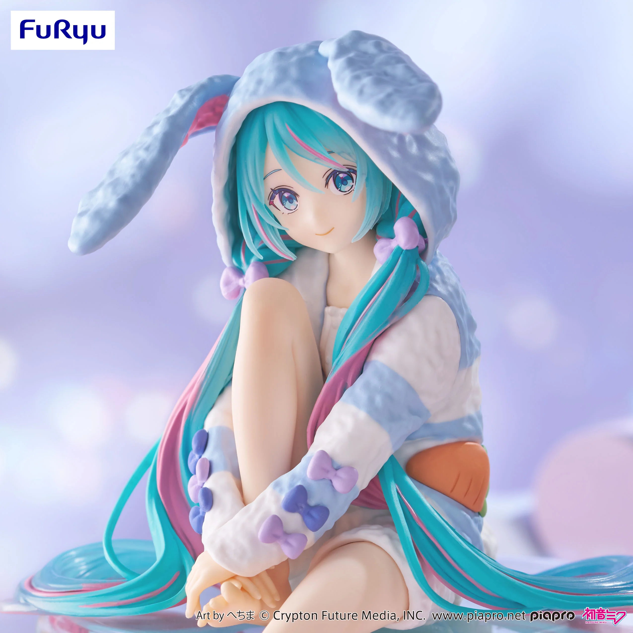 Hatsune Miku Noodle Stopper Figure -Rabbit Ear Hood Pajama Blue Color ver.- - Image 3