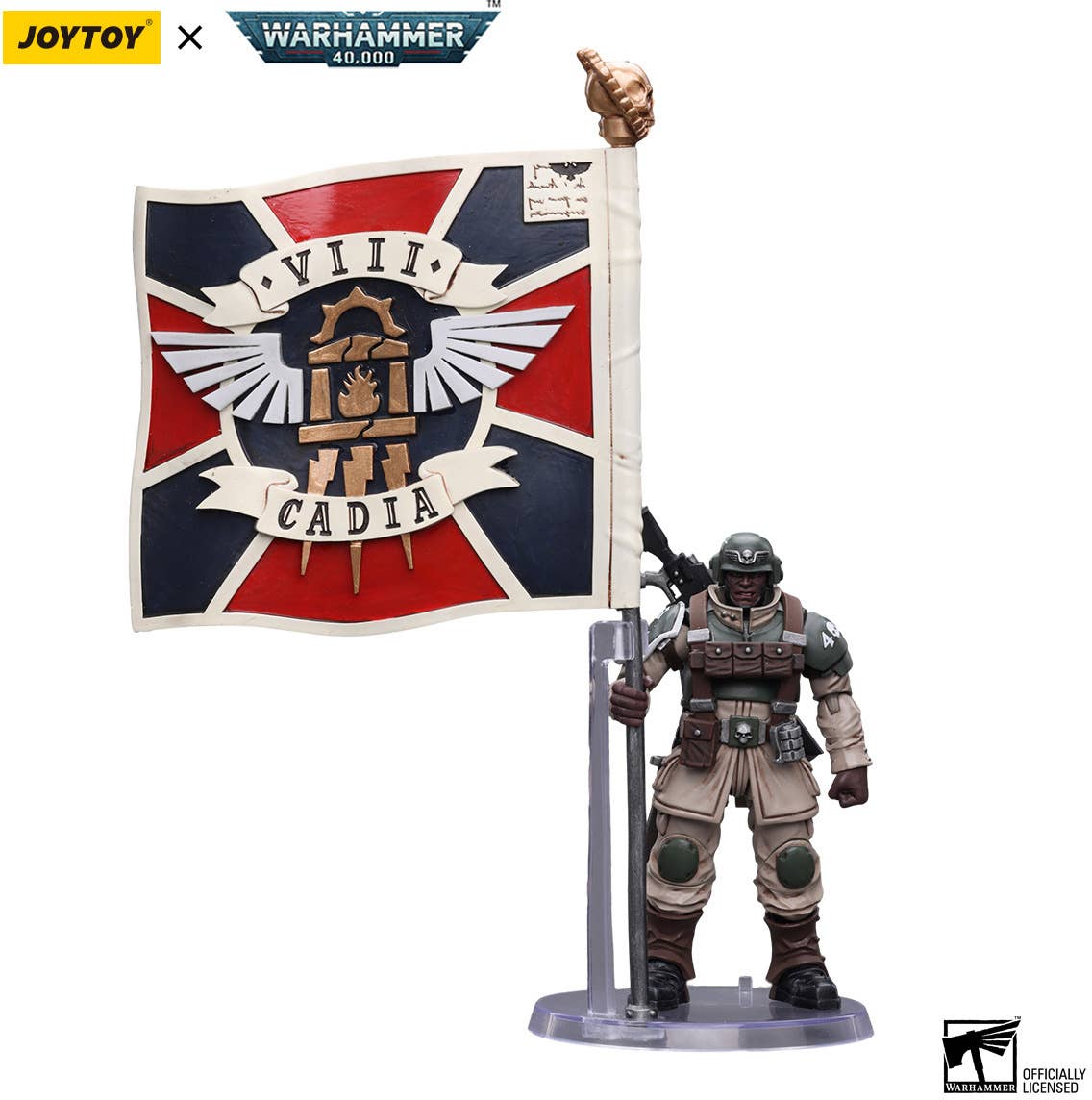 Astra Militarum Cadian Command Squad Veteran with Regimental Standard - Image 2