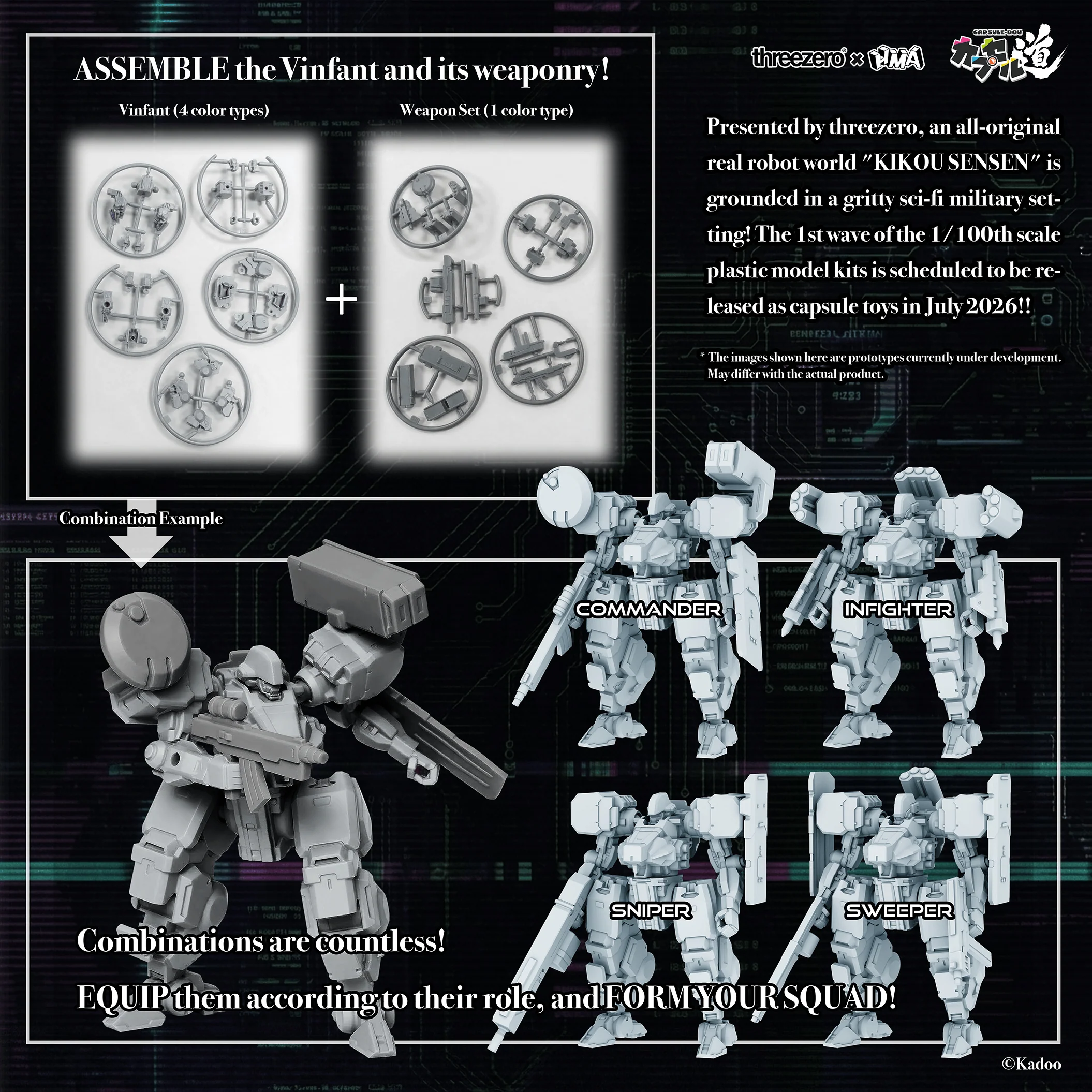 KIKOU SENSEN 1/100th Scale Plastic Model Kit Wave 1 (1 set of 6 pcs) - Image 2