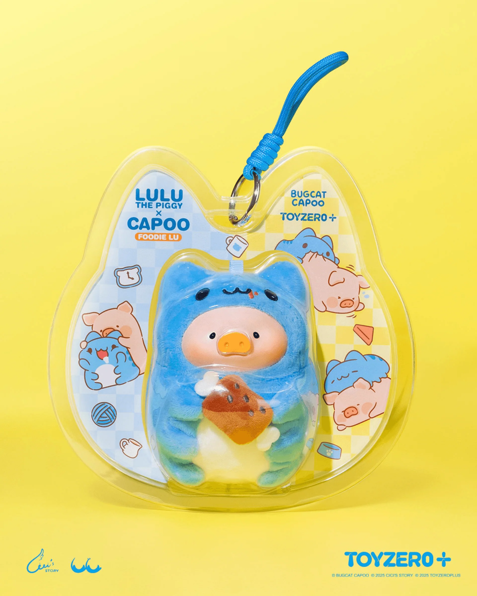 LuLu the Piggy x Capoo - Foodie Lu PVC Face Plush Keychain - Image 2