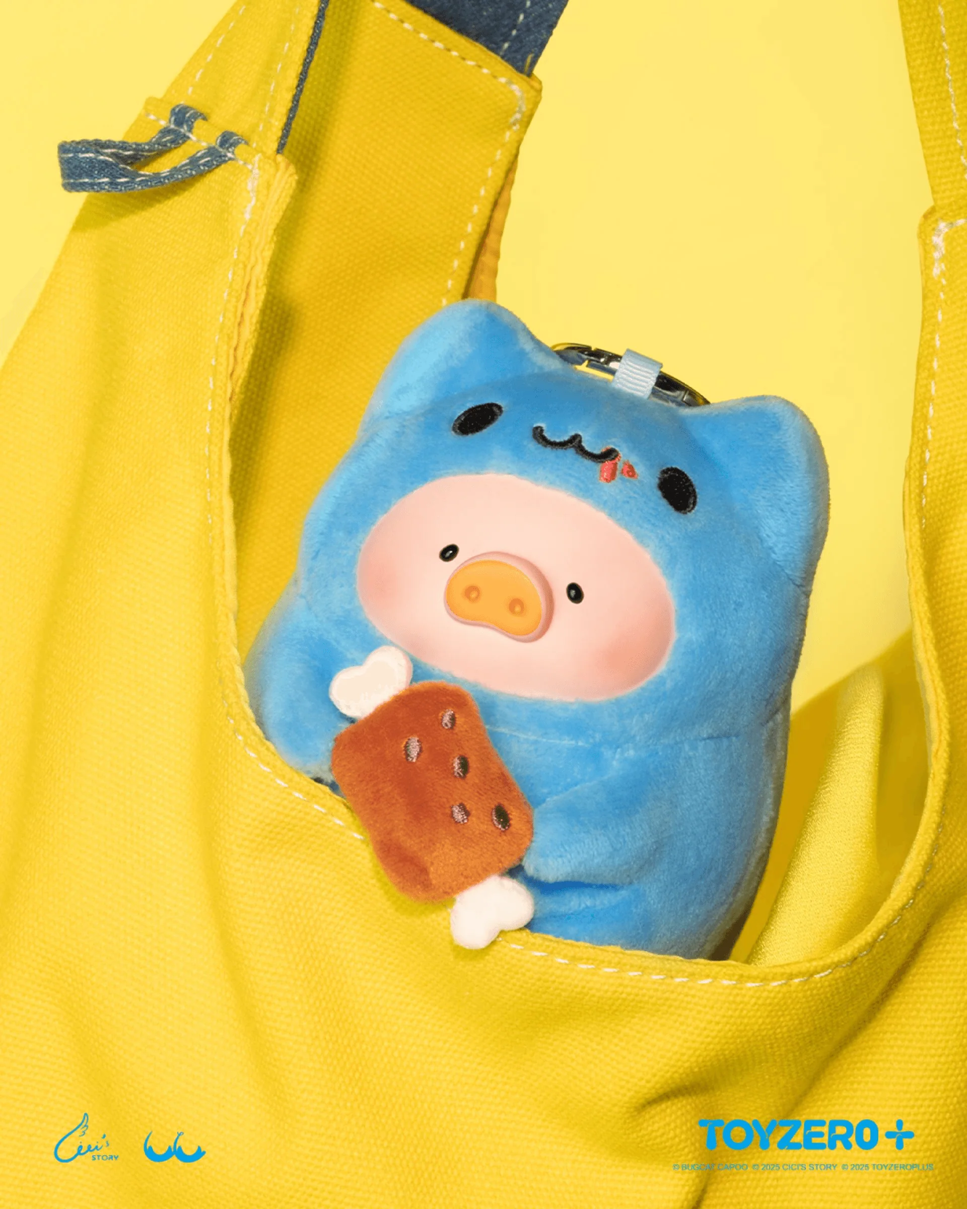LuLu the Piggy x Capoo - Foodie Lu PVC Face Plush Keychain - Image 3