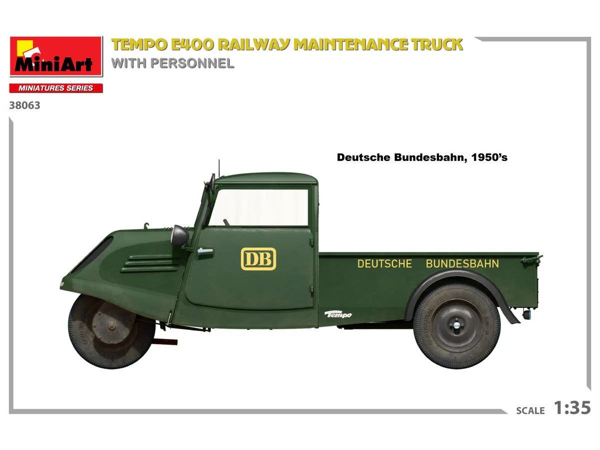MiniArt 1/35 Tempo E400 Railway Maintenance Truck with Personnel - Image 3