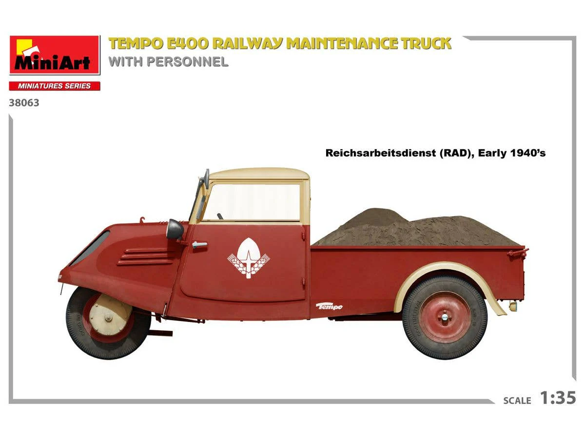 MiniArt 1/35 Tempo E400 Railway Maintenance Truck with Personnel - Image 5