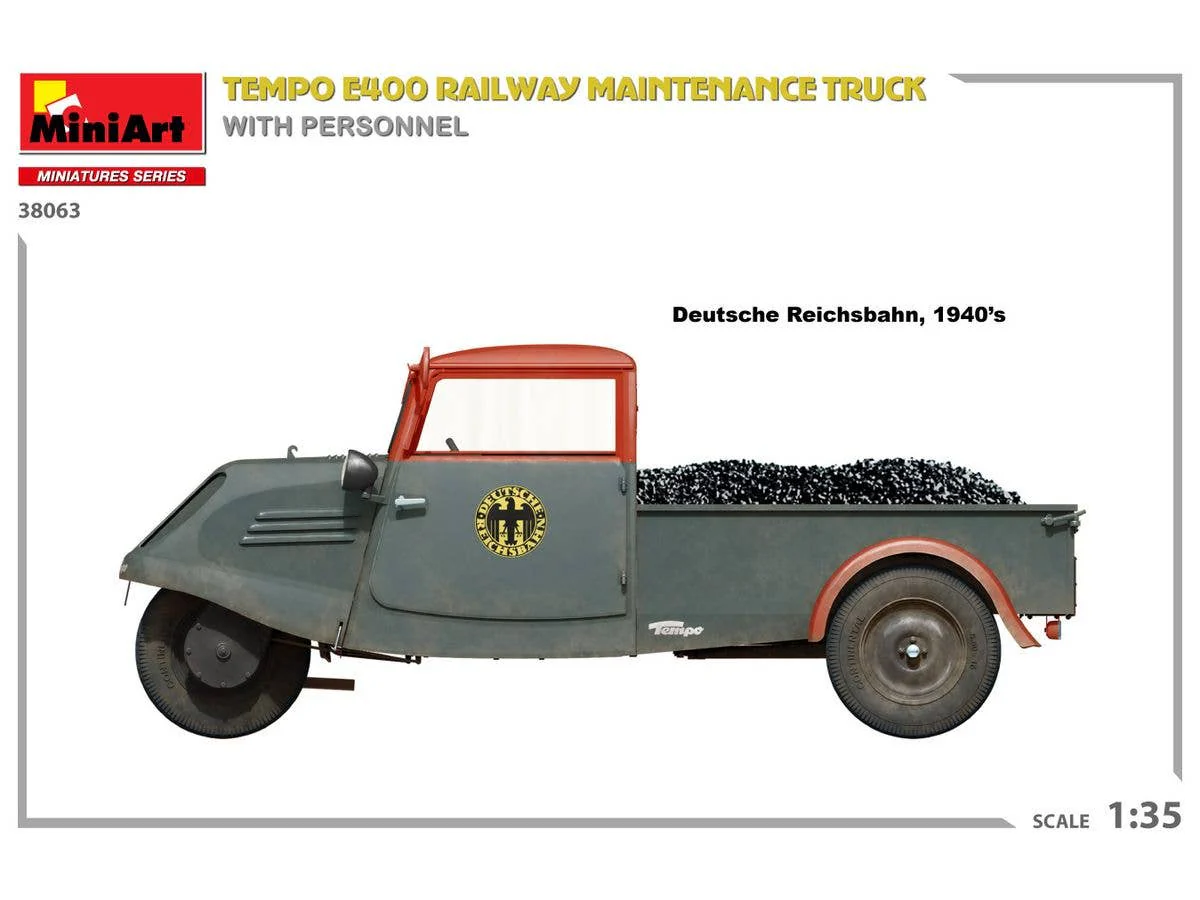 MiniArt 1/35 Tempo E400 Railway Maintenance Truck with Personnel - Image 6
