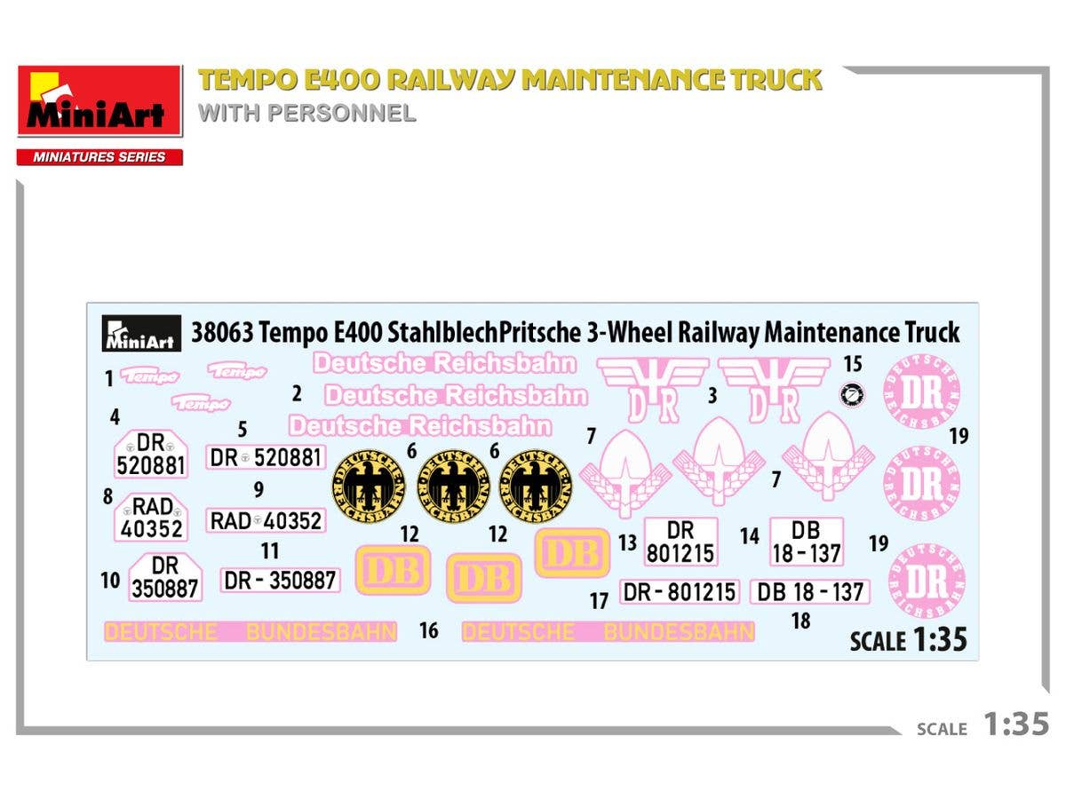 MiniArt 1/35 Tempo E400 Railway Maintenance Truck with Personnel - Image 8