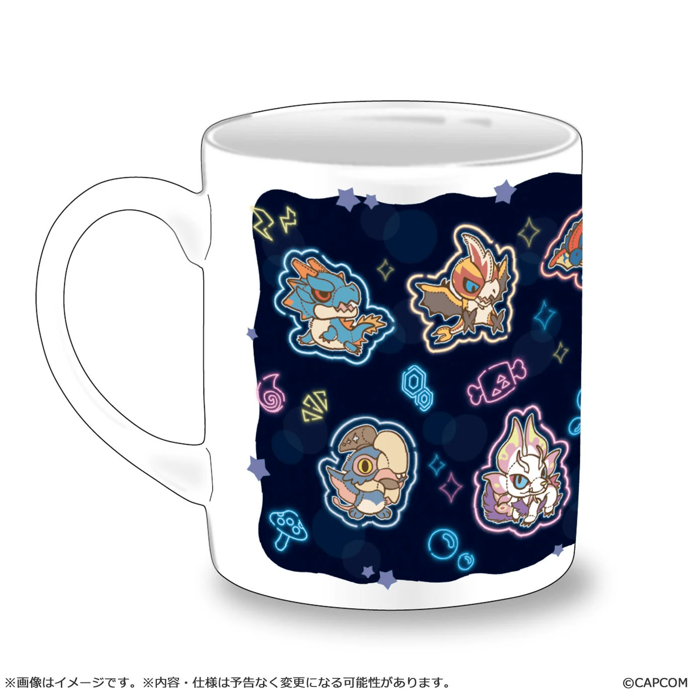 MONSTER HUNTER CHIBI STYLE Heat-changing Mug: Neon-themed