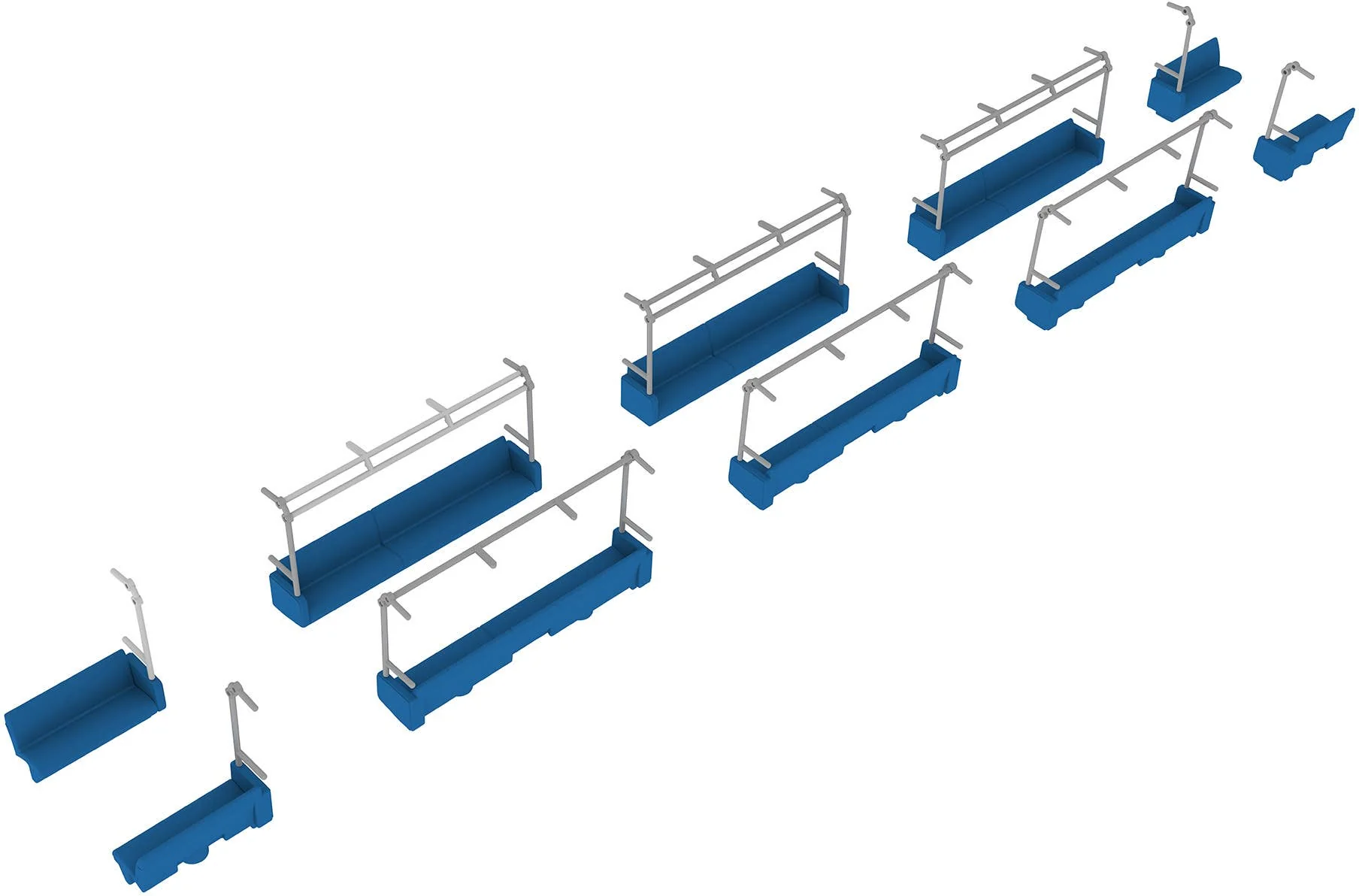 Long seat interior setA(blue) Contains 2 cars for 4-door cars