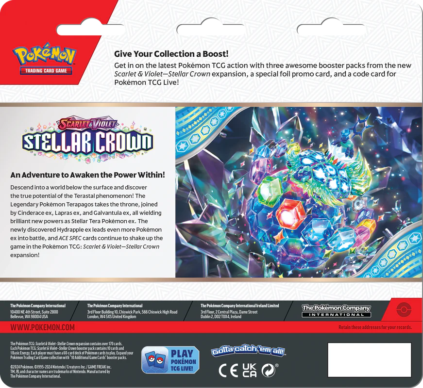 POKEMON SV7 STELLAR CROWN 3PK BLISTER (24) - Image 3