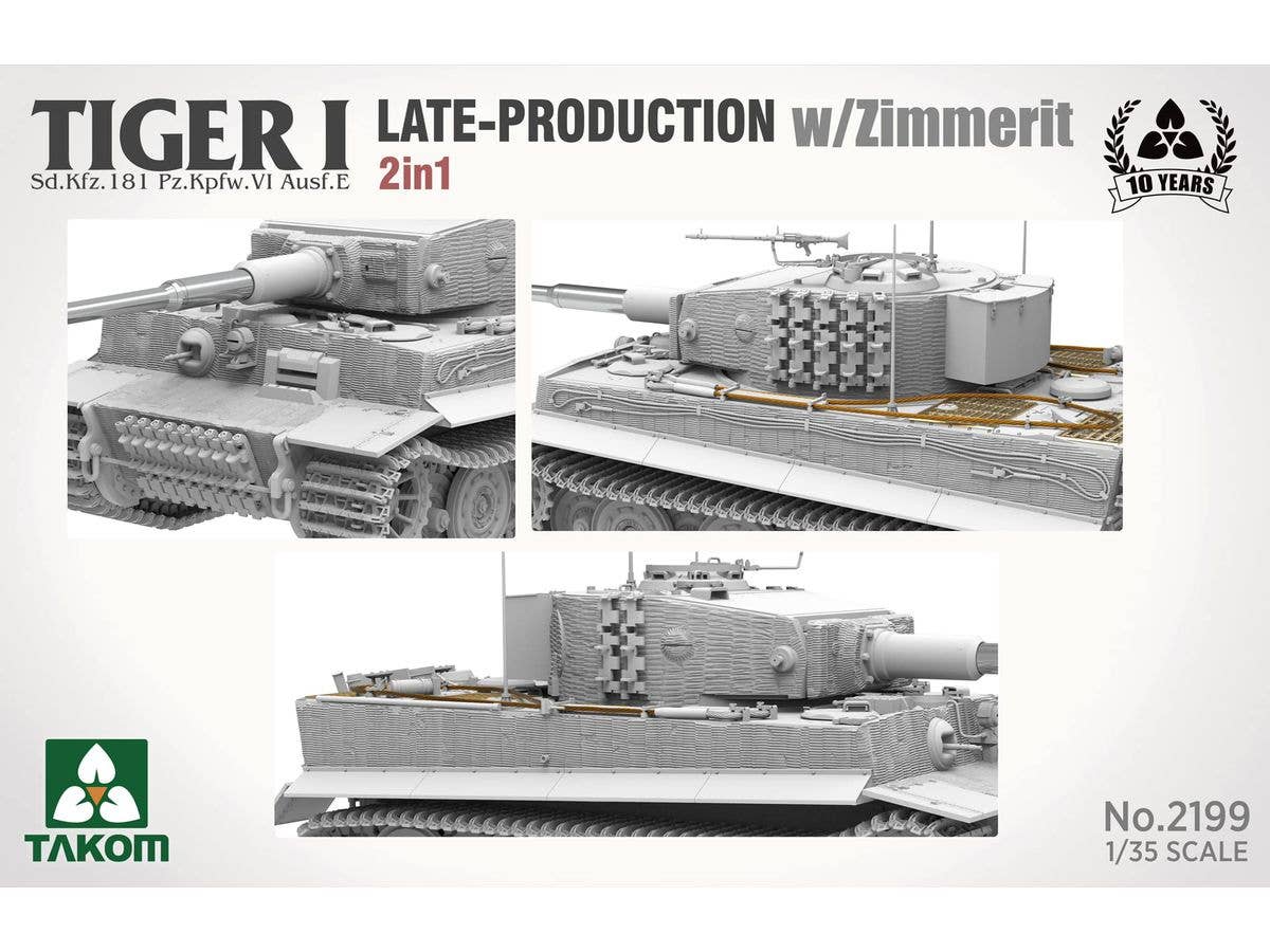 Takom 1/35 Tiger I Late-Production w/Zimmerit Sd.Kfz.181 Pz.Kpfw.VI Ausf.E (Late/Late Command) 2 in 1 - Image 4